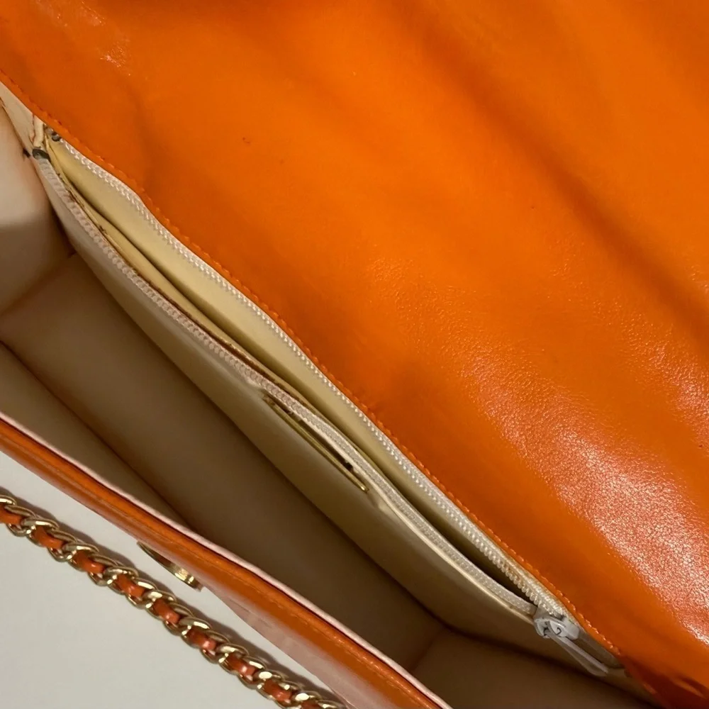 Saks Fifth Avenue Orange Quilted Crossbody Bag